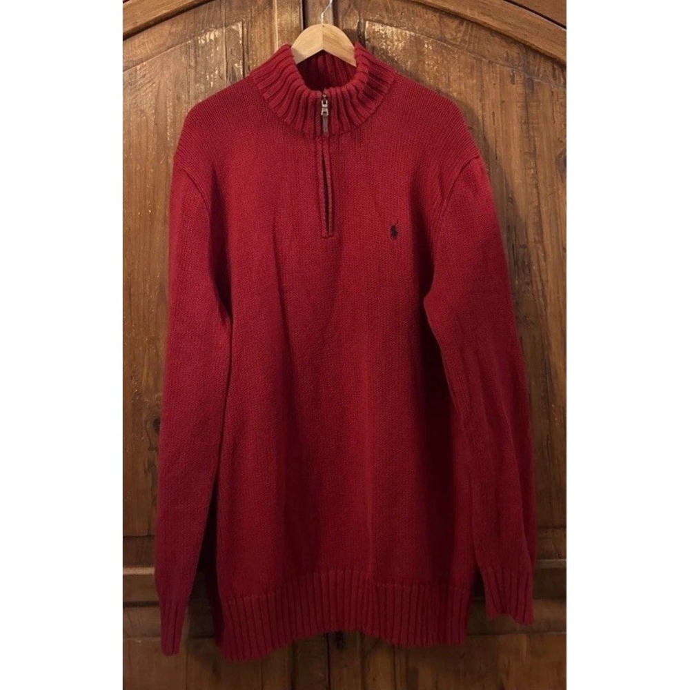 Mens Polo Ralph Lauren 1/4 Zip Cotton Pullover Knit Sweater Sz 2XLT Sz 2XL Tall
